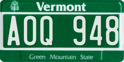 VT license plate AOQ948