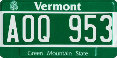 VT license plate AOQ953