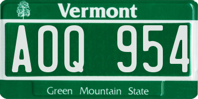 VT license plate AOQ954