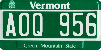 VT license plate AOQ956