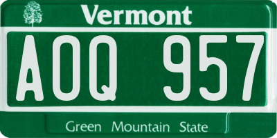 VT license plate AOQ957