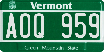 VT license plate AOQ959