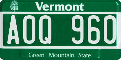 VT license plate AOQ960