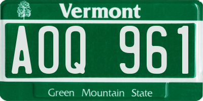 VT license plate AOQ961