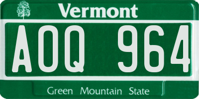 VT license plate AOQ964