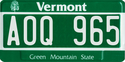 VT license plate AOQ965