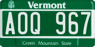 VT license plate AOQ967