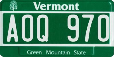 VT license plate AOQ970