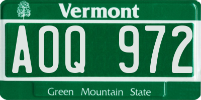 VT license plate AOQ972