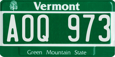 VT license plate AOQ973