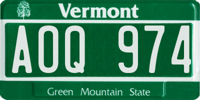 VT license plate AOQ974
