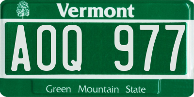 VT license plate AOQ977