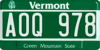 VT license plate AOQ978