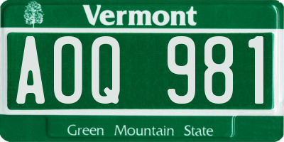VT license plate AOQ981