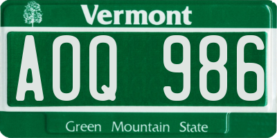 VT license plate AOQ986