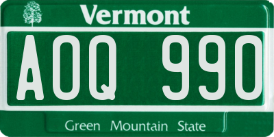 VT license plate AOQ990