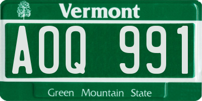 VT license plate AOQ991