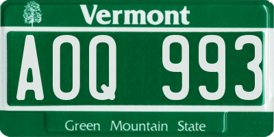 VT license plate AOQ993
