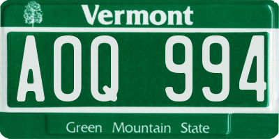 VT license plate AOQ994