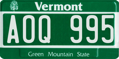 VT license plate AOQ995