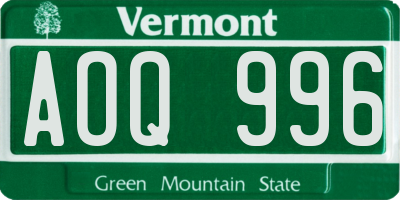VT license plate AOQ996