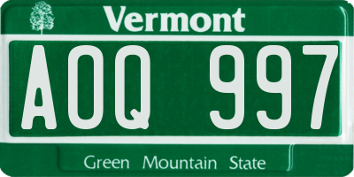 VT license plate AOQ997