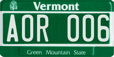 VT license plate AOR006