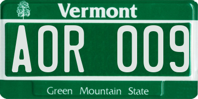 VT license plate AOR009