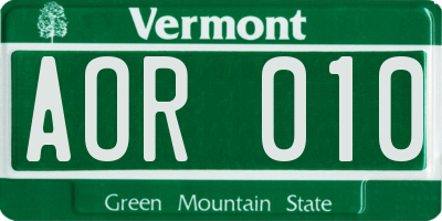 VT license plate AOR010