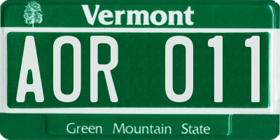 VT license plate AOR011