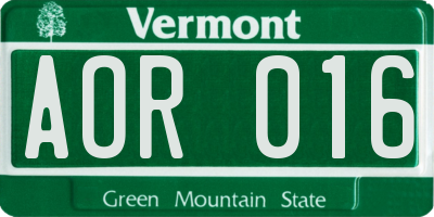 VT license plate AOR016