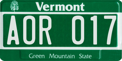 VT license plate AOR017