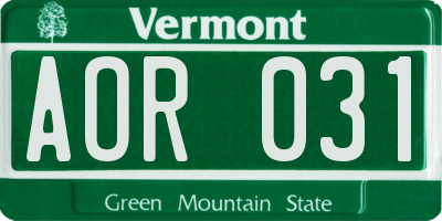VT license plate AOR031