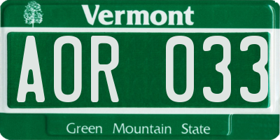 VT license plate AOR033