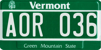 VT license plate AOR036