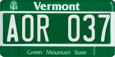 VT license plate AOR037