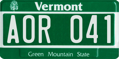 VT license plate AOR041