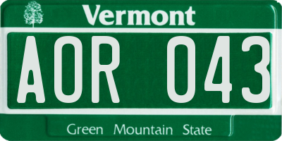 VT license plate AOR043