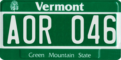 VT license plate AOR046