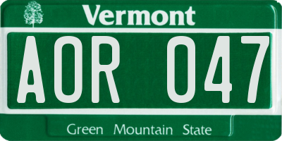 VT license plate AOR047