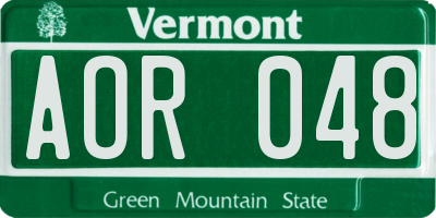 VT license plate AOR048