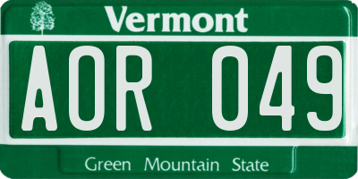 VT license plate AOR049