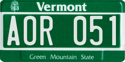 VT license plate AOR051