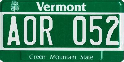 VT license plate AOR052