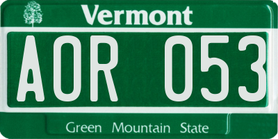 VT license plate AOR053