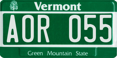 VT license plate AOR055
