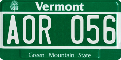VT license plate AOR056