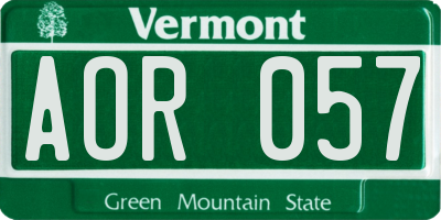 VT license plate AOR057