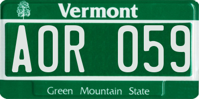 VT license plate AOR059