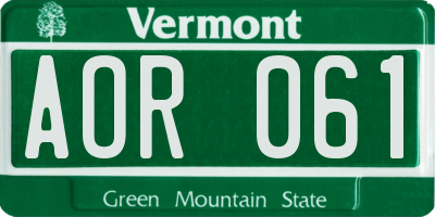 VT license plate AOR061